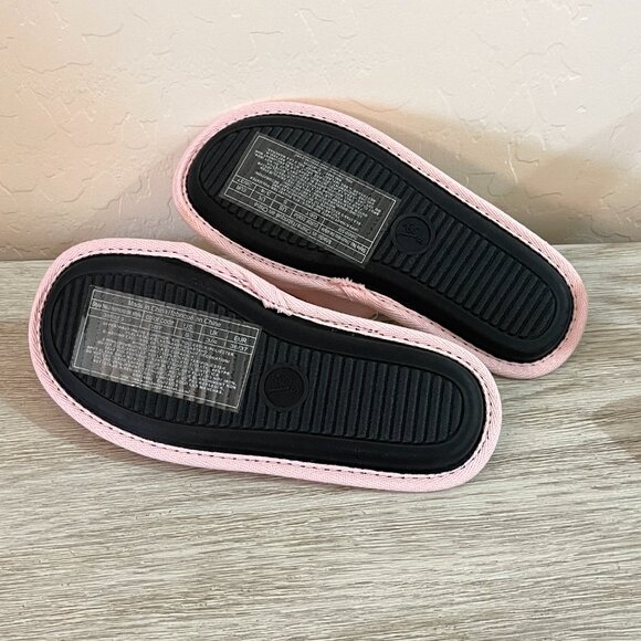New Victoria's Secret Slippers Small 5 6 Pink Velour White Pom NWT - Picture 8 of 10